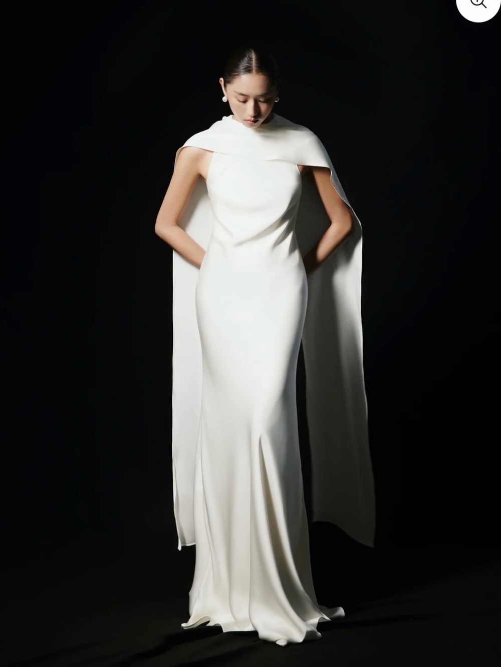Elegant White Cape-Back Gown